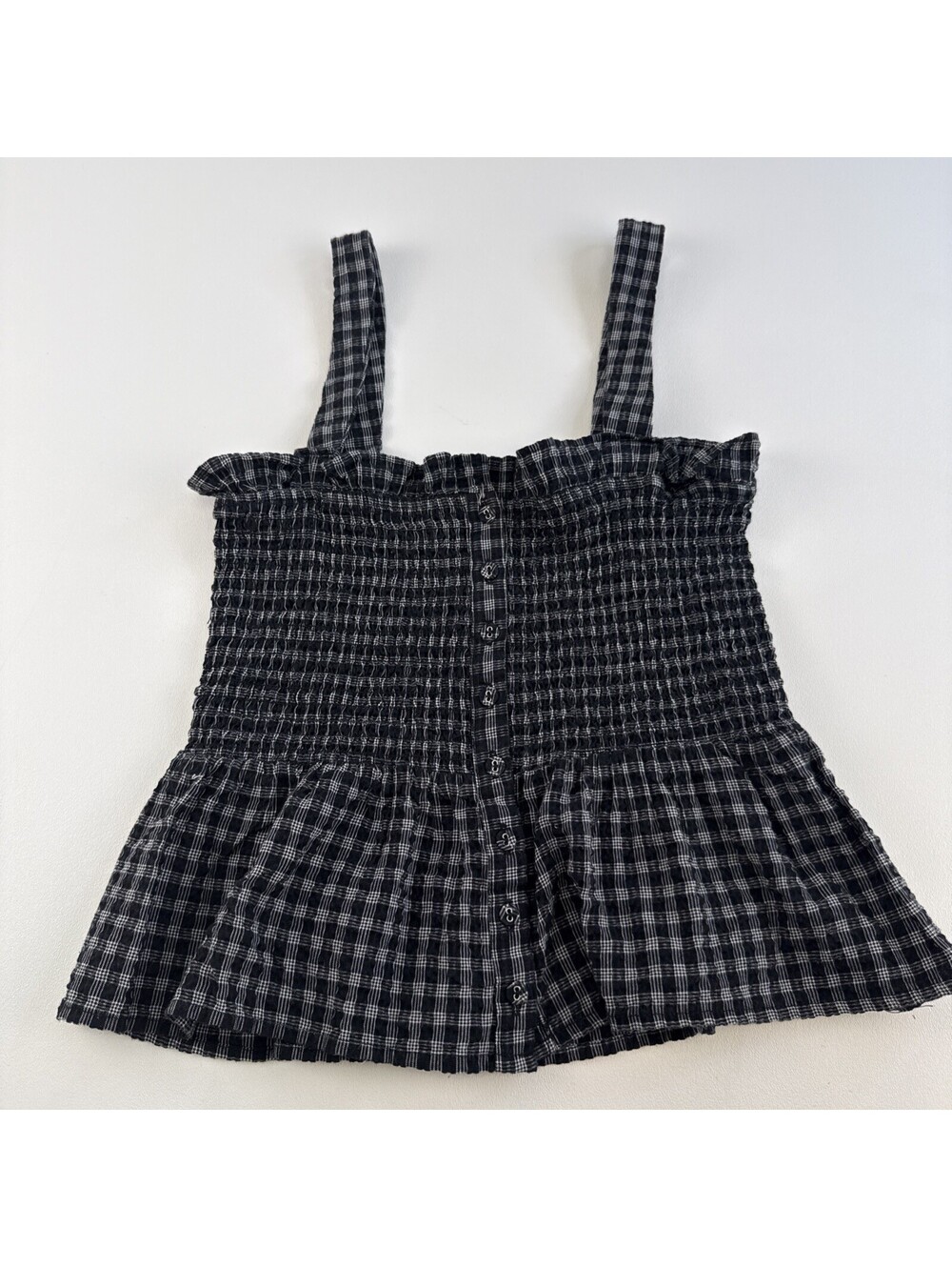 Forever 21 Juniors Small Checked Black & White Crop Top